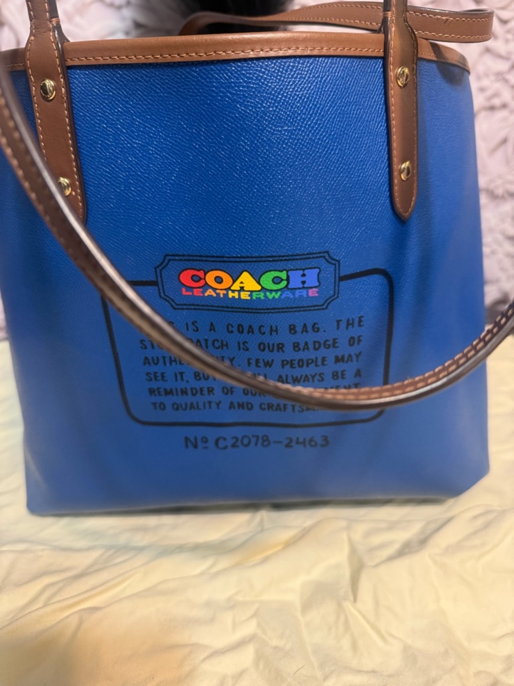 Coach Multicolor Rainbow Signature Tote with Brown Leather Trim - Picture 8 of 10